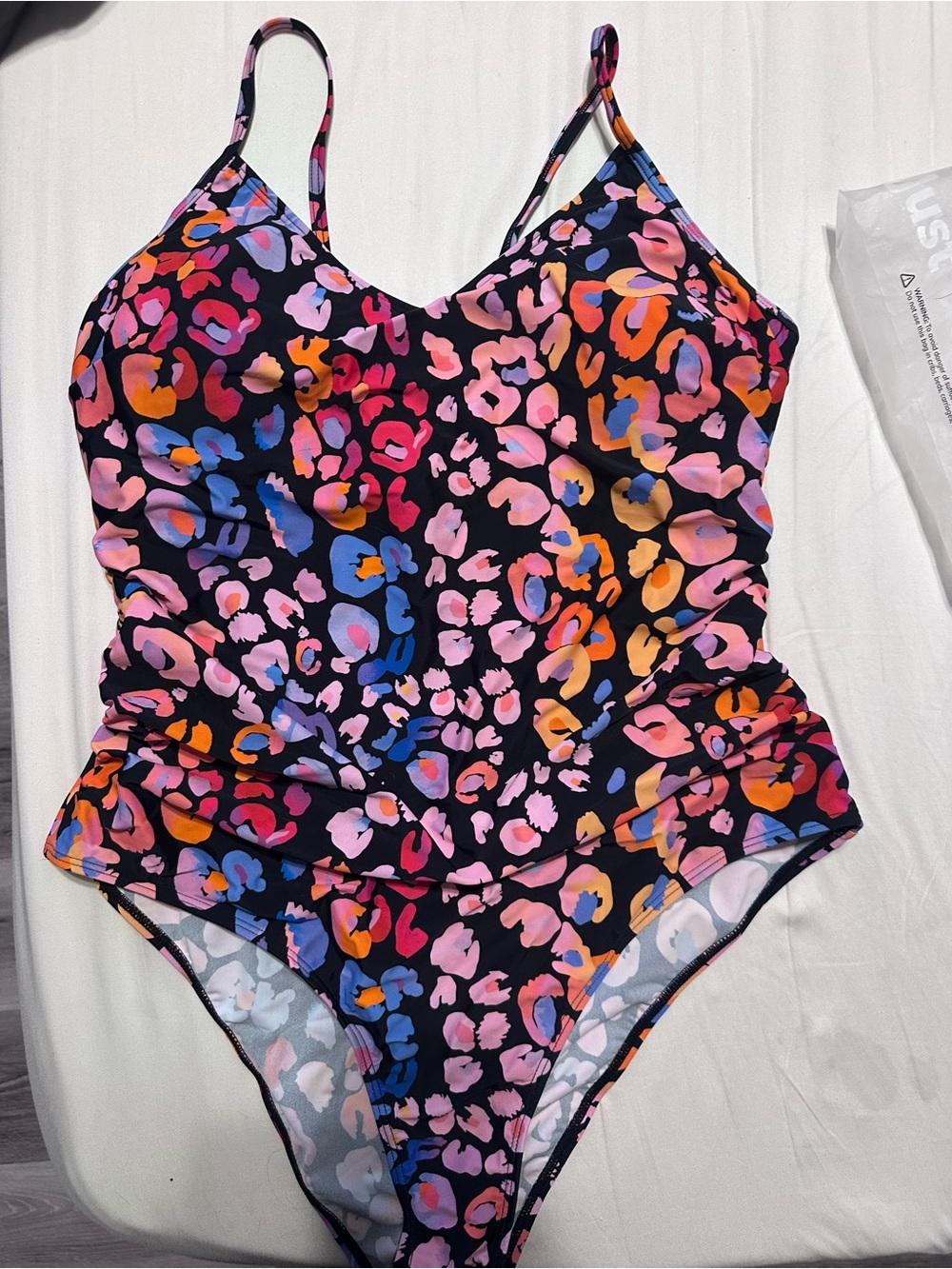 Cupshe Black One-Piece Swimsuit with Multicolor Leopard Print